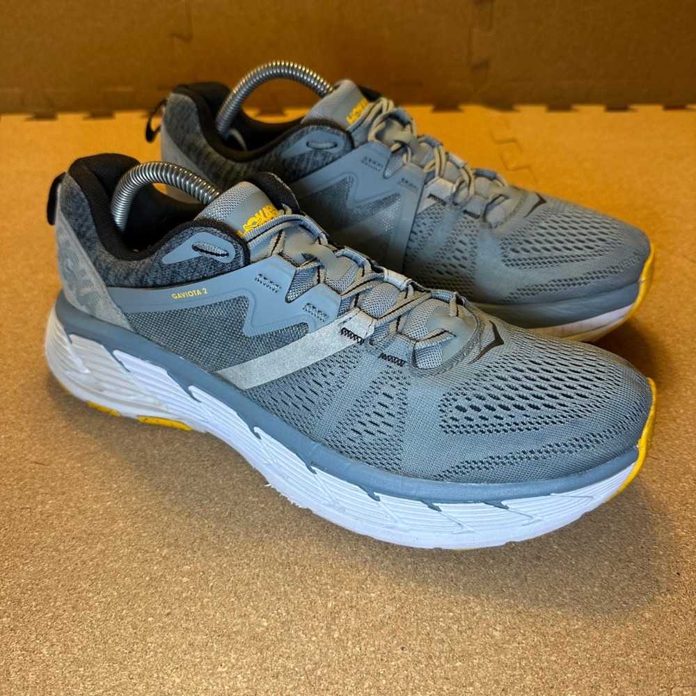 Hoka One One Gaviota 2 Sneakers Mens 10.5 Grey Yellow Running Shoes 1099629 LATH